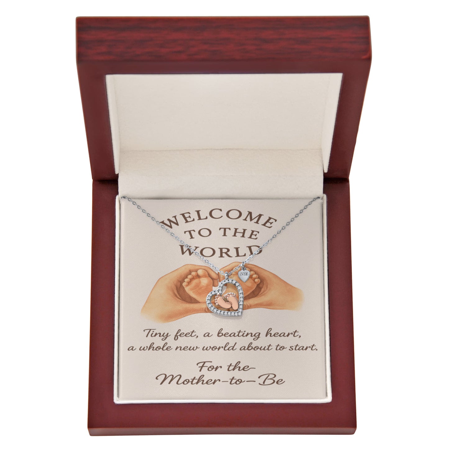 To My Mommy- Baby Feet Heart Pendant Necklace