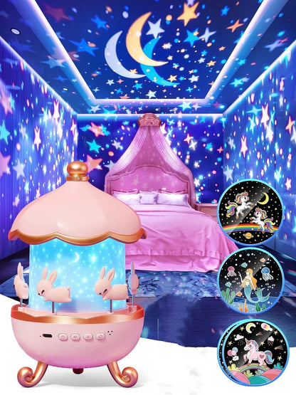 Night Light Projector Kids Nursery Children Room Space Rotation USB Rechargeable Led Night Lamp 12 Films Birthday Christmas Gift