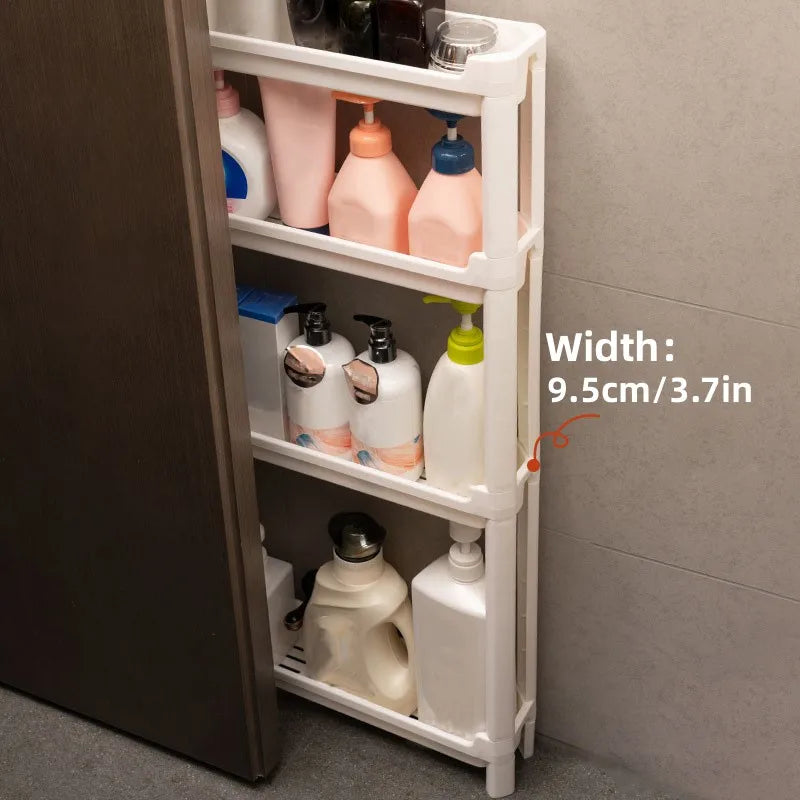 Behind The Door Storage Cabinet Bathroom and Kitchen Storage Rack Multi-layer Narrow Cabinet Space Saving Trolley Storage Rack
