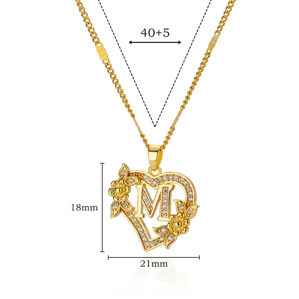 Zircon Flower Heart Necklaces for Women