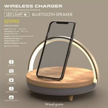 Bluetooth Speaker  15W High Power Fast Charging for IPhone 14 Easy Touch Wireless Charge S21Pro Wood Wireless Chargers LED Lamp
