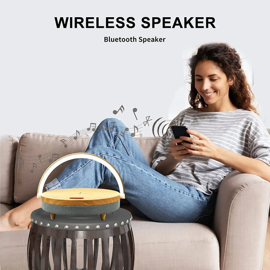 Bluetooth Speaker  15W High Power Fast Charging for IPhone 14 Easy Touch Wireless Charge S21Pro Wood Wireless Chargers LED Lamp