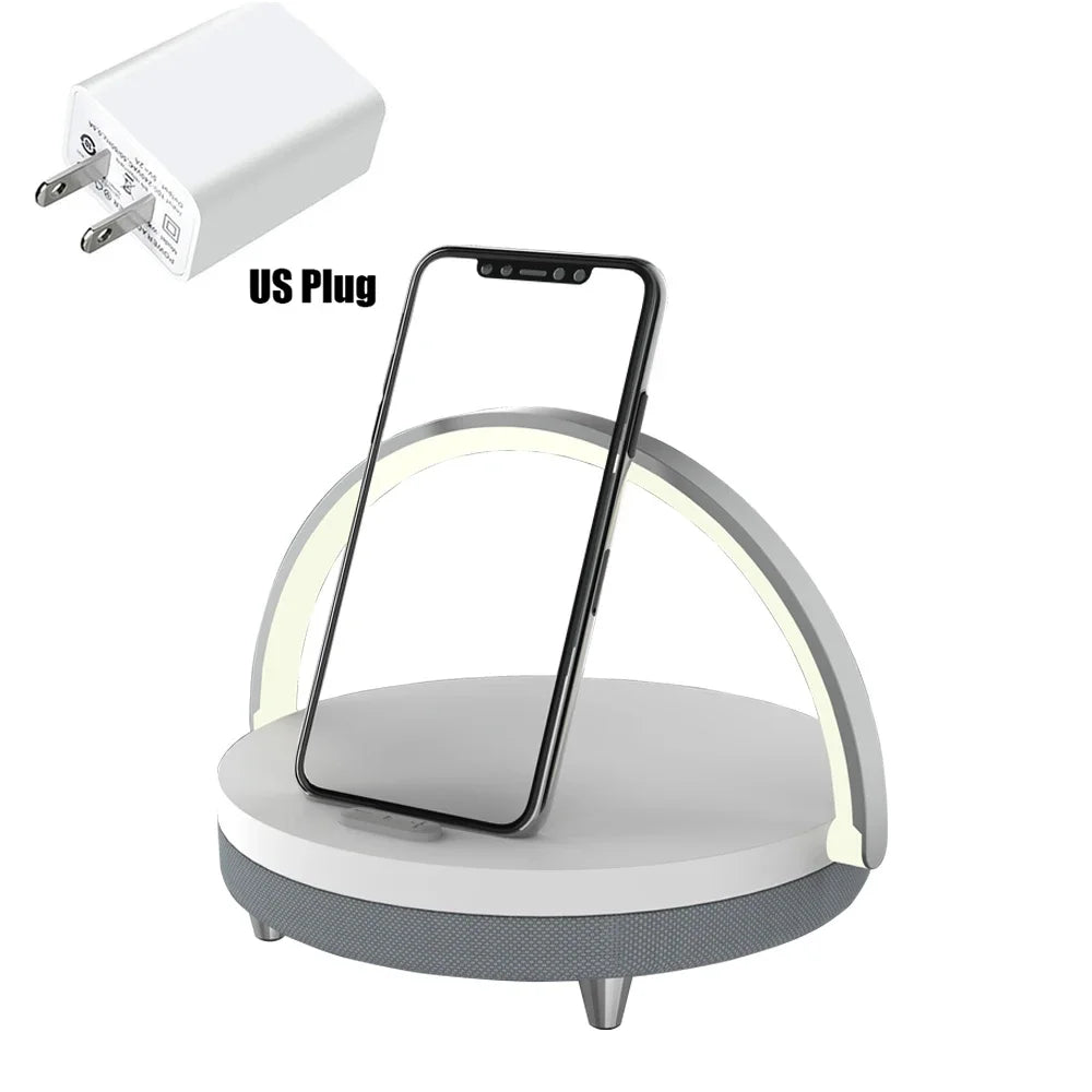 Bluetooth Speaker  15W High Power Fast Charging for IPhone 14 Easy Touch Wireless Charge S21Pro Wood Wireless Chargers LED Lamp