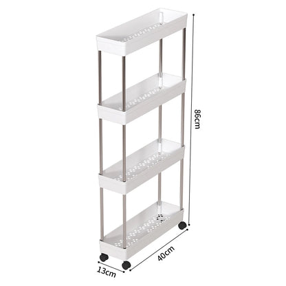 Bathroom Storage Rack With Wheels 3/4 Layer Rolling Utility Cart Space-Saving Trolley Rack For Bathroom Kitchen Living Room