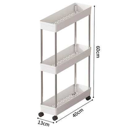 Bathroom Storage Rack With Wheels 3/4 Layer Rolling Utility Cart Space-Saving Trolley Rack For Bathroom Kitchen Living Room