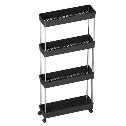 Bathroom Storage Rack With Wheels 3/4 Layer Rolling Utility Cart Space-Saving Trolley Rack For Bathroom Kitchen Living Room