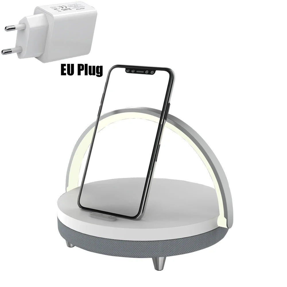 Bluetooth Speaker  15W High Power Fast Charging for IPhone 14 Easy Touch Wireless Charge S21Pro Wood Wireless Chargers LED Lamp