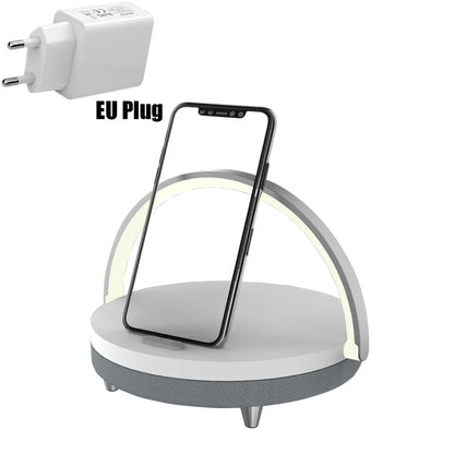 Bluetooth Speaker  15W High Power Fast Charging for IPhone 14 Easy Touch Wireless Charge S21Pro Wood Wireless Chargers LED Lamp