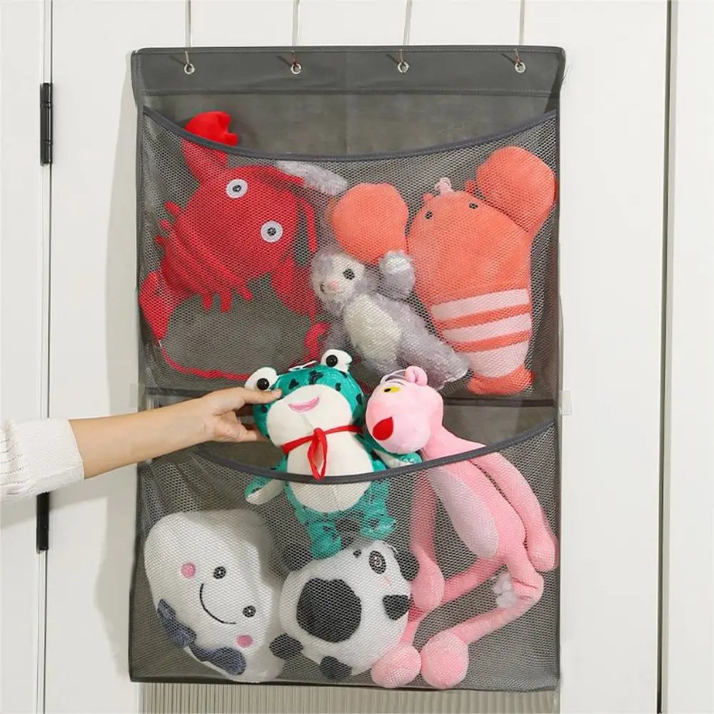 Behind the Door Toy Hanging Bag Foldable Doll Storage Bag Tidy Minimalism Wall Mounted Transparent Mesh Dust Proof Organizer Bag