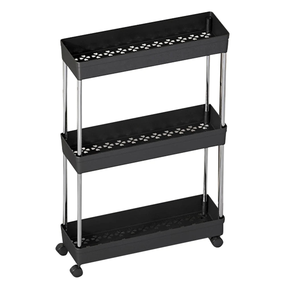 Bathroom Storage Rack With Wheels 3/4 Layer Rolling Utility Cart Space-Saving Trolley Rack For Bathroom Kitchen Living Room