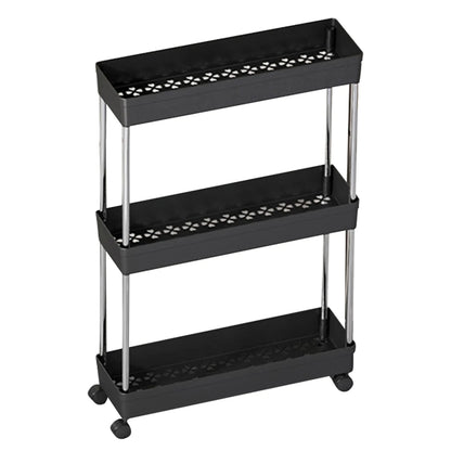 Bathroom Storage Rack With Wheels 3/4 Layer Rolling Utility Cart Space-Saving Trolley Rack For Bathroom Kitchen Living Room