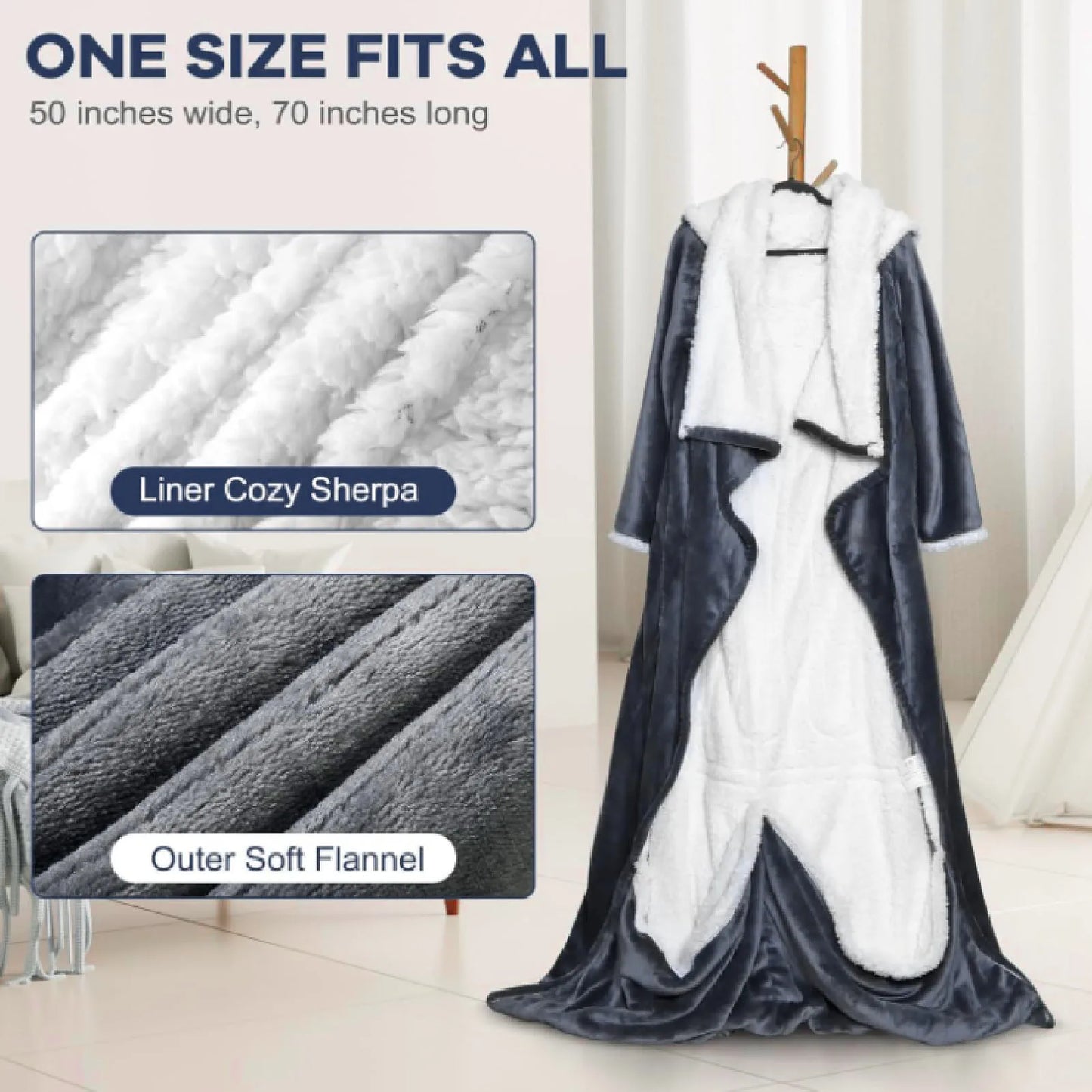 Heated Blanket with Sleeves Hood and Foot Pocket