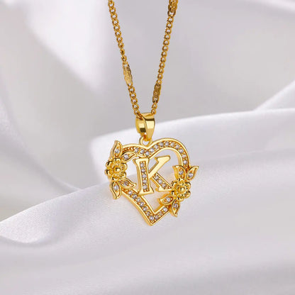 Zircon Flower Heart Necklaces for Women