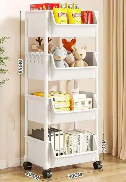 Trolley Bookshelf Kitchen Storage Rack KitchenCornerNarrow Slit StorageCabinetBathroom Living Small Multi-layer Simple Bookshelf