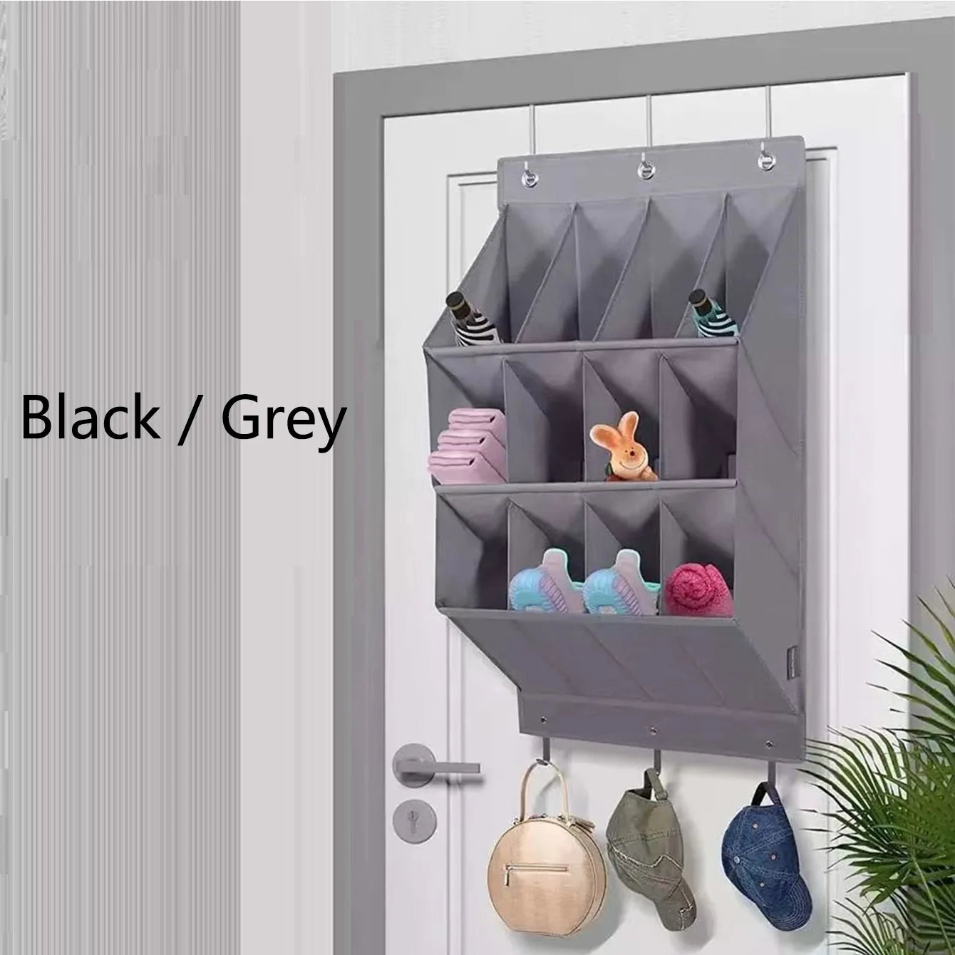 Multi-pockets Wall Storage Bag Large Over Door Hanging Shoe Organiser Behind Doors with 4 Metal Hooks Shoes Rack Storage Bags
