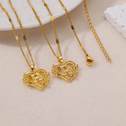Zircon Flower Heart Necklaces for Women