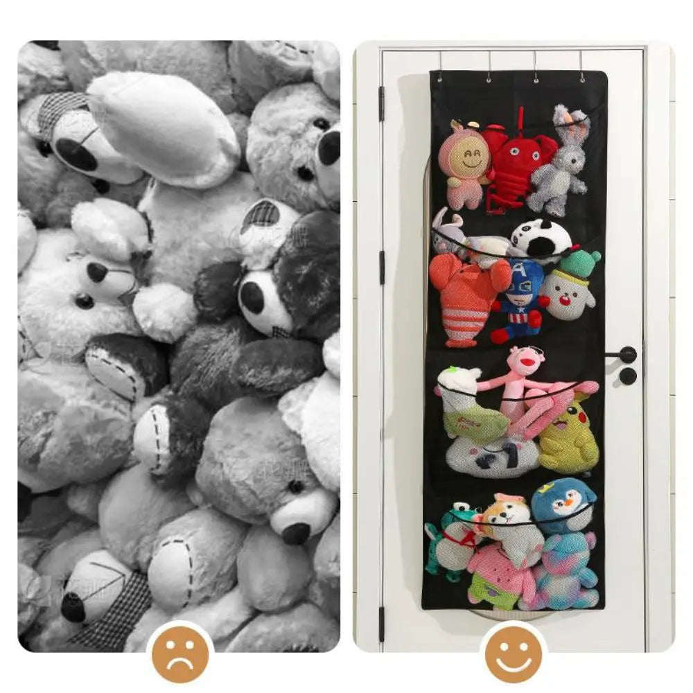 Behind the Door Toy Hanging Bag Foldable Doll Storage Bag Tidy Minimalism Wall Mounted Transparent Mesh Dust Proof Organizer Bag