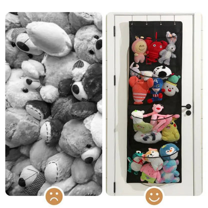 Behind the Door Toy Hanging Bag Foldable Doll Storage Bag Tidy Minimalism Wall Mounted Transparent Mesh Dust Proof Organizer Bag