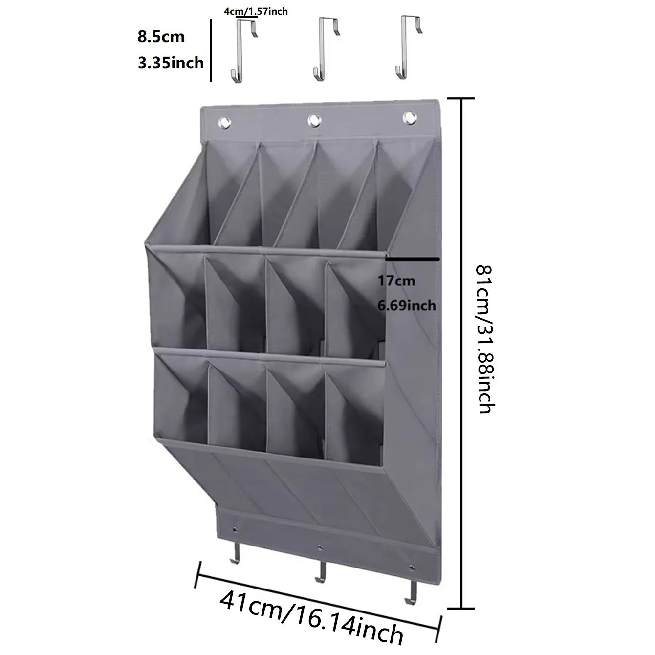 Multi-pockets Wall Storage Bag Large Over Door Hanging Shoe Organiser Behind Doors with 4 Metal Hooks Shoes Rack Storage Bags