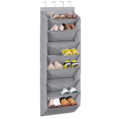 Multi-pockets Wall Storage Bag Large Over Door Hanging Shoe Organiser Behind Doors with 4 Metal Hooks Shoes Rack Storage Bags