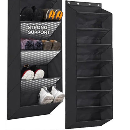 Multi-pockets Wall Storage Bag Large Over Door Hanging Shoe Organiser Behind Doors with 4 Metal Hooks Shoes Rack Storage Bags