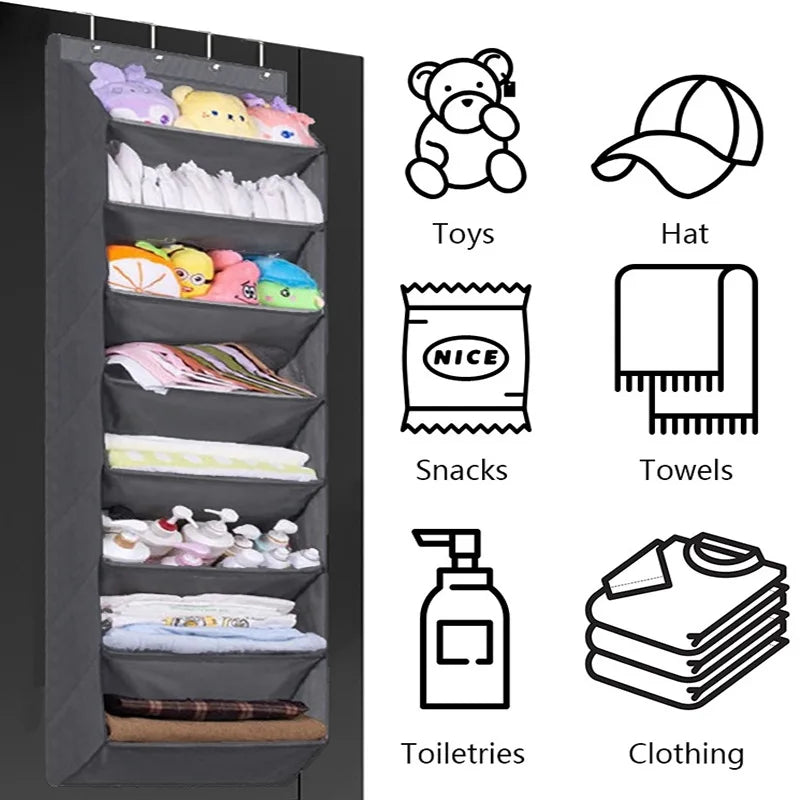 Multi-pockets Wall Storage Bag Large Over Door Hanging Shoe Organiser Behind Doors with 4 Metal Hooks Shoes Rack Storage Bags