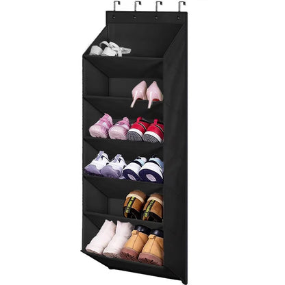 Multi-pockets Wall Storage Bag Large Over Door Hanging Shoe Organiser Behind Doors with 4 Metal Hooks Shoes Rack Storage Bags