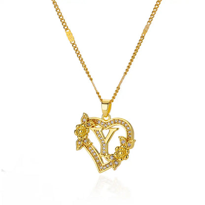 Zircon Flower Heart Necklaces for Women
