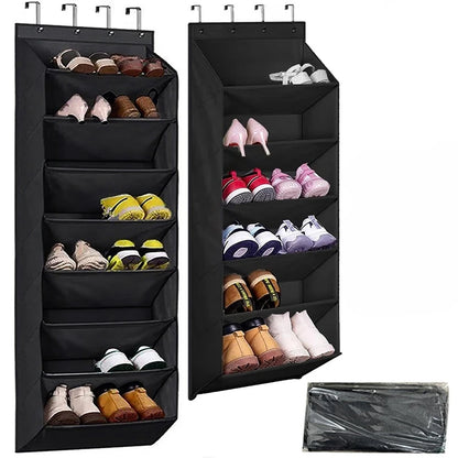 Multi-pockets Wall Storage Bag Large Over Door Hanging Shoe Organiser Behind Doors with 4 Metal Hooks Shoes Rack Storage Bags