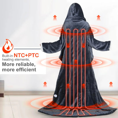 Heated Blanket with Sleeves Hood and Foot Pocket