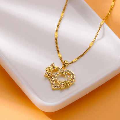 Zircon Flower Heart Necklaces for Women