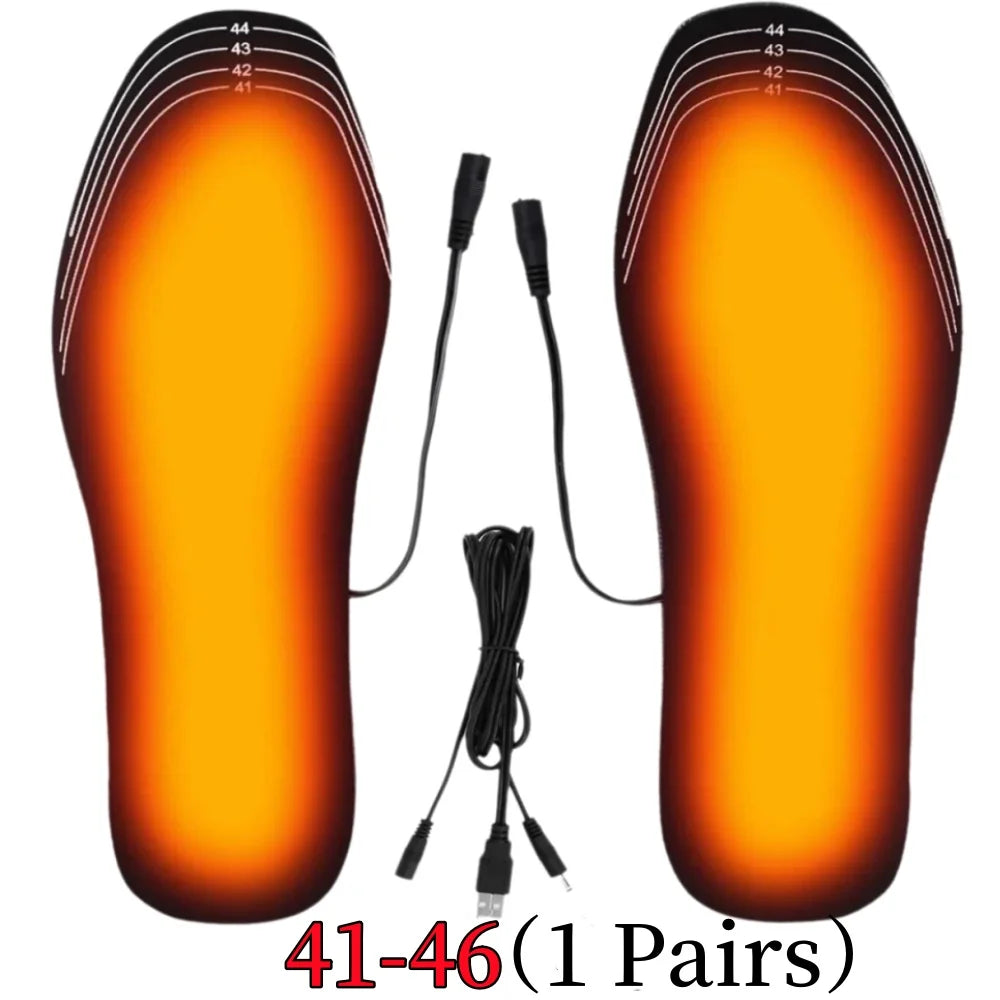 USB Rechargeable Heated Insoles Size 35-46 DIY Customizable Electric Heated Shoes Pad for Outdoor Skiing Winter Foot Warmers