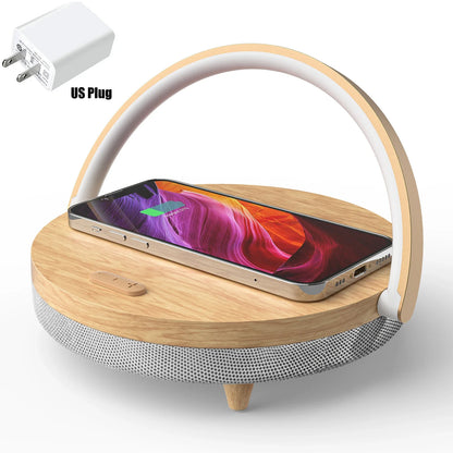 Bluetooth Speaker  15W High Power Fast Charging for IPhone 14 Easy Touch Wireless Charge S21Pro Wood Wireless Chargers LED Lamp