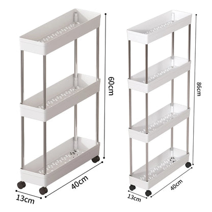 Bathroom Storage Rack With Wheels 3/4 Layer Rolling Utility Cart Space-Saving Trolley Rack For Bathroom Kitchen Living Room