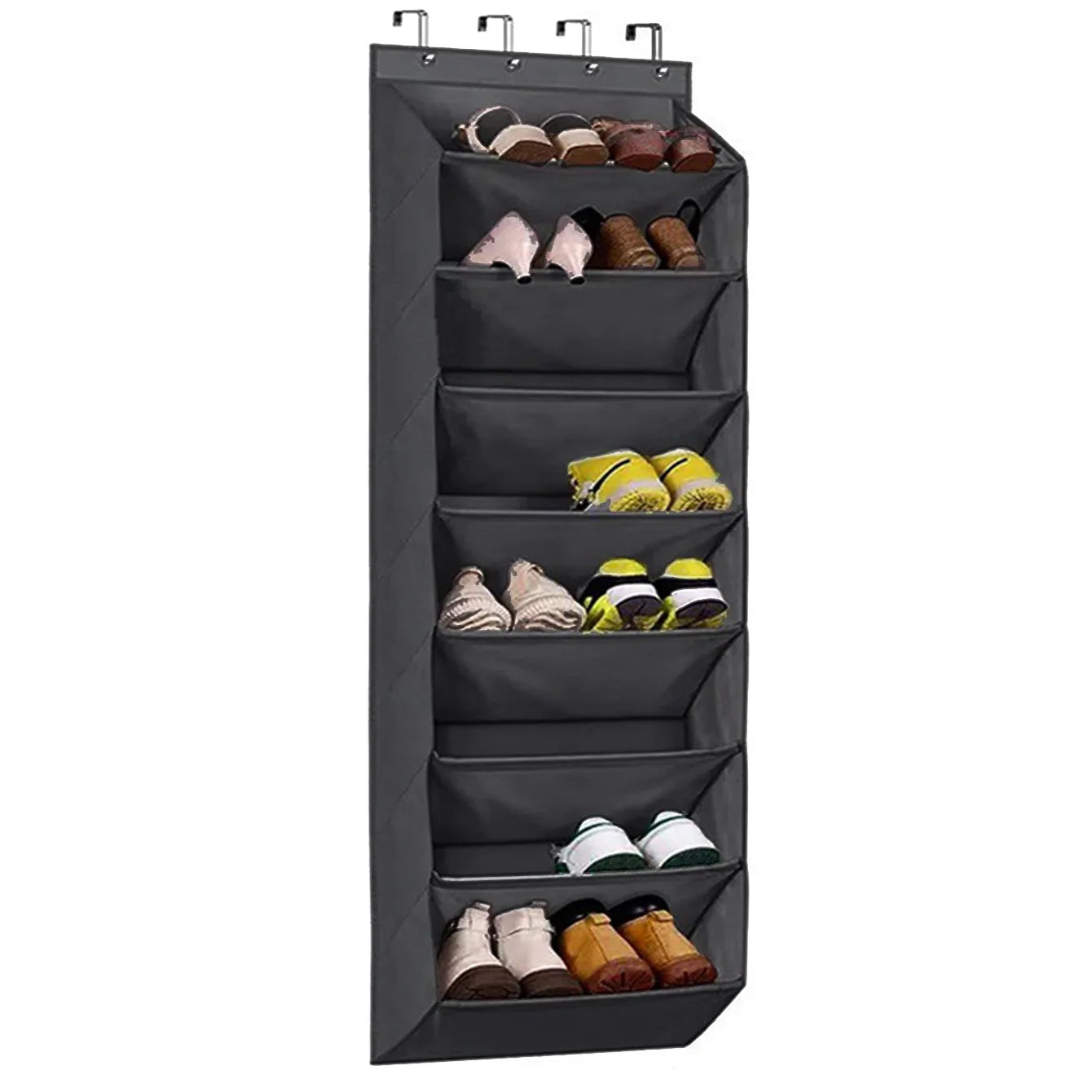 Multi-pockets Wall Storage Bag Large Over Door Hanging Shoe Organiser Behind Doors with 4 Metal Hooks Shoes Rack Storage Bags