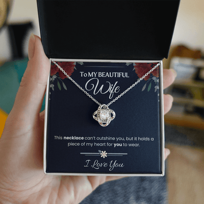 To My beautiful Wife - Love Knot Necklace Gift Set