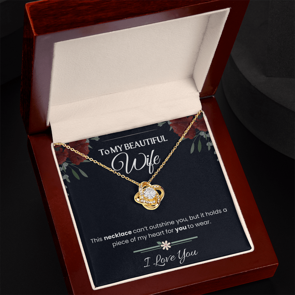 To My beautiful Wife - Love Knot Necklace Gift Set