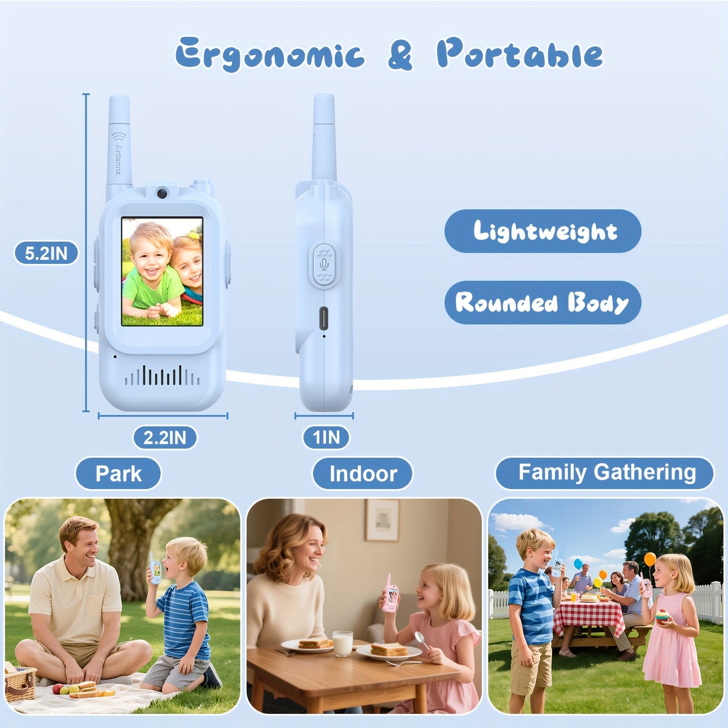 2pcs Walkie Talkie For Kids With HD Camera