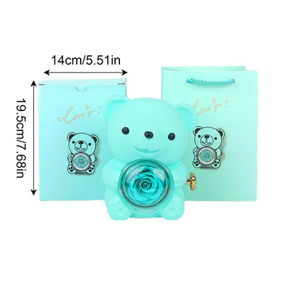 Forever Rose Teddy Gift Box with Necklace
